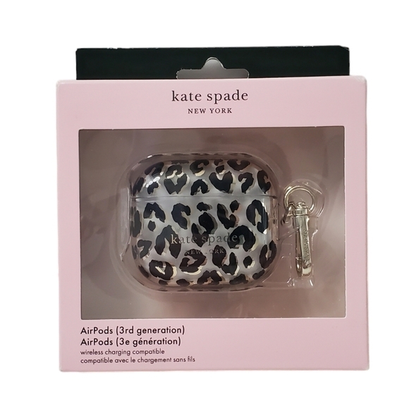 Kate Spade Protective AirPods 3rd gen case/clip city leopard NIB - Picture 1 of 3